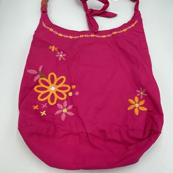 NWT NOS Y2k Childrens Place Pink Embroidered Crossbody Bag Purse Boho Floral NEW - Picture 1 of 10